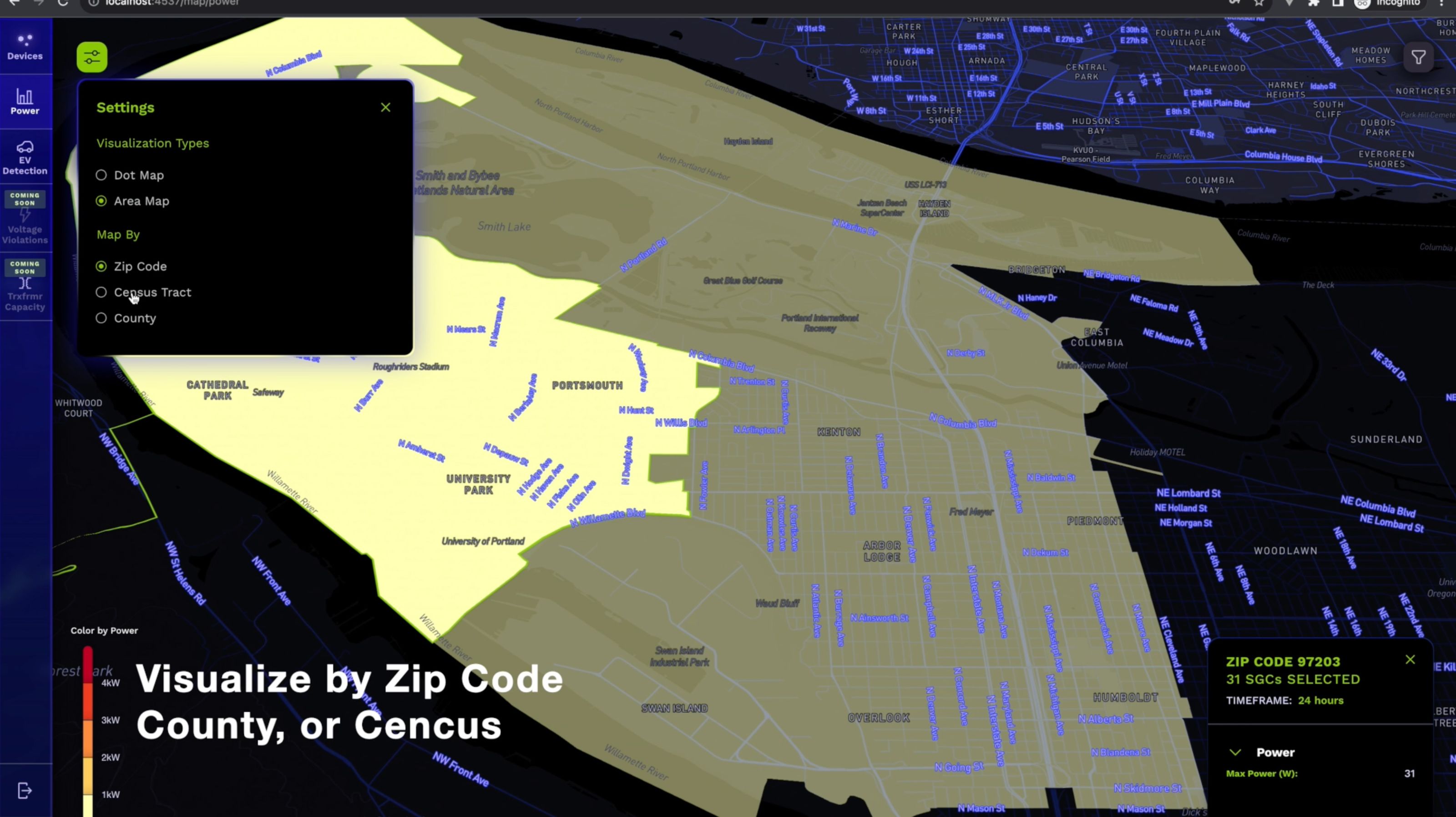 Utilidata neighborhood-scale data view